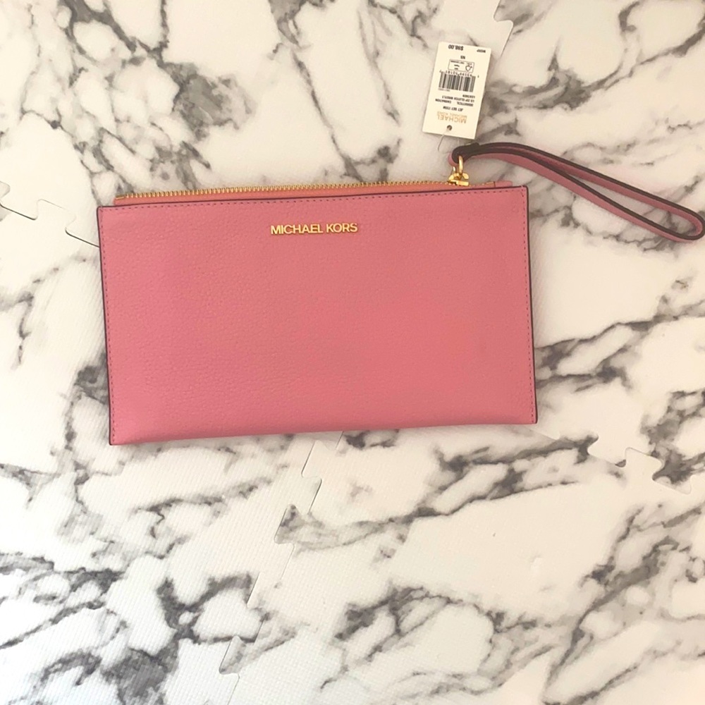 Michael Kors Jet Set leather zip clutch wristlet